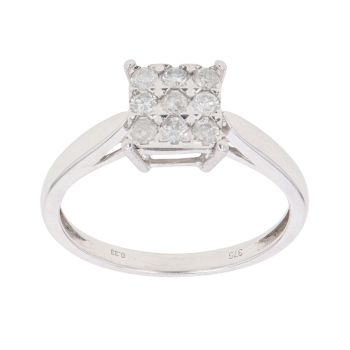9ct White Gold 0.33ct Brilliant Cut Diamond Cluster Ring