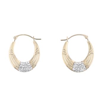 9ct Yellow Gold Oval Cubic Zirconia Hoop Earrings