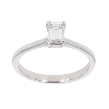 18ct White Gold 0.50ct Emerald Cut Diamond Solitaire Ring