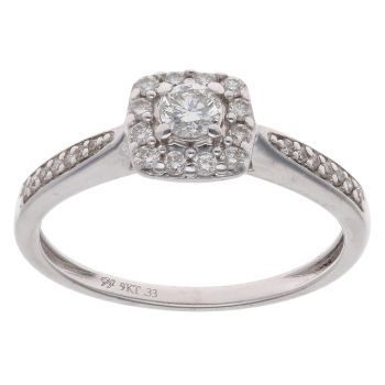 9ct White Gold 0.33ct Brilliant Cut Diamond Cluster Ring