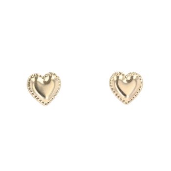 9ct Yellow Gold Heart Stud Earrings