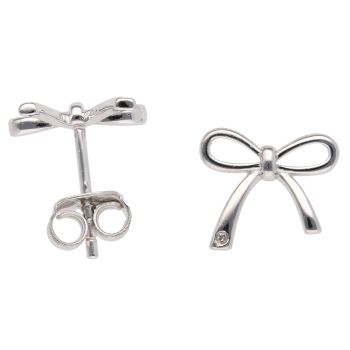 Silver Bow Cubic Zirconia Earrings