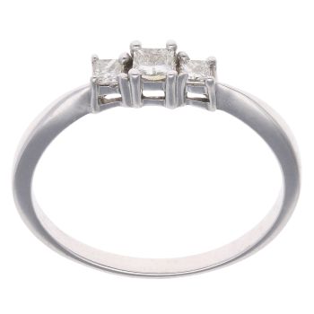 9ct White Gold 0.25ct Princess Cut Diamond Trilogy Ring