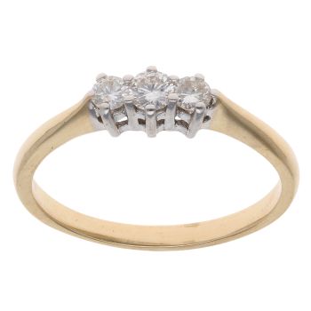 18ct Yellow Gold 0.20ct Brilliant Cut Diamond Trilogy Ring