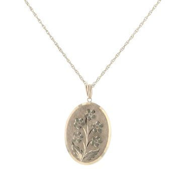 9ct Yellow Gold Patterned Locket Pendant And Chain 16"