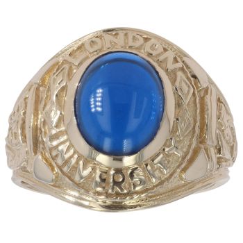 9ct Yellow Gold Blue Cabochon College Ring