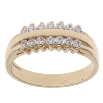 9ct Yellow Gold Cubic Zirconia Two Row Ring