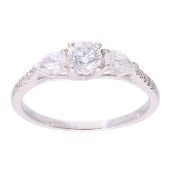 18ct White Gold 0.76ct Diamond Trilogy Ring