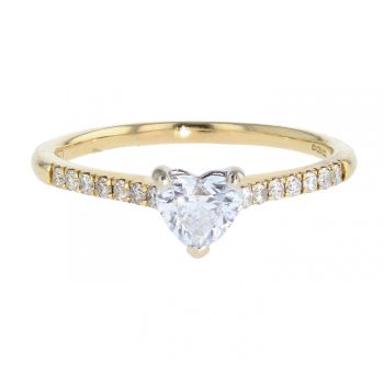 18ct Yellow Gold 0.75ct Heart Cut Diamond Ring