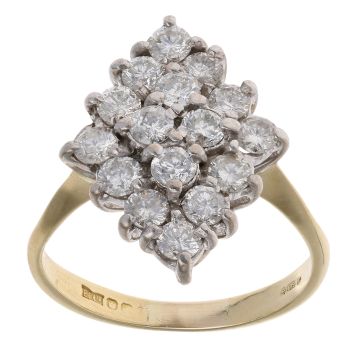 14ct Yellow Gold 1.20ct Diamond Cluster Ring