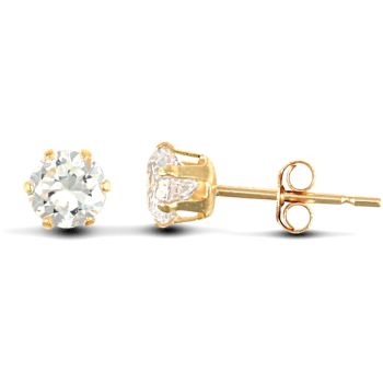 9ct Yellow Gold Cubic Zirconia Claw Set Studs
