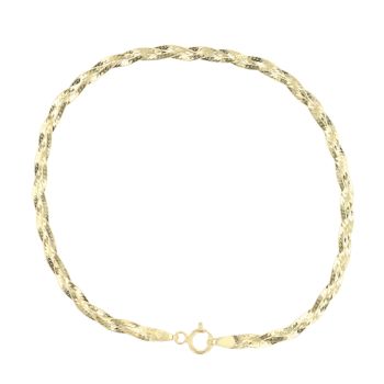 9ct Yellow Gold Plaited Herringbone Bracelet 7"