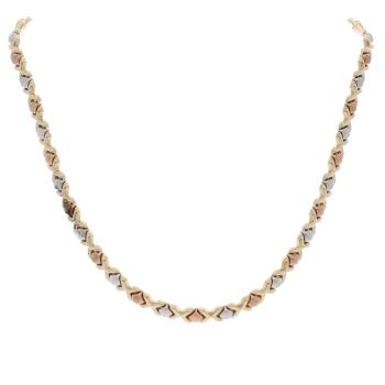 9ct Yellow White And Rose Gold Cross Collarette 16"