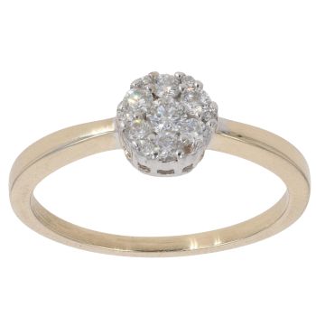 9ct Yellow Gold 0.30ct Brilliant Cut Diamond Cluster Ring