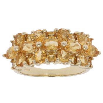 9ct Yellow Gold Citrine Fancy Cluster Ring