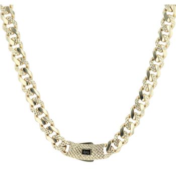 14ct Yellow Gold Monaco Patterned Curb Alternate Flex Lock Chain 24"