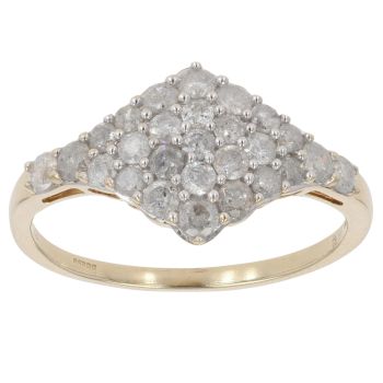 9ct Yellow Gold 1.00ct Brilliant Cut Diamond Cluster Ring