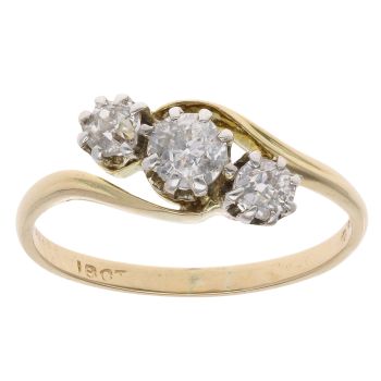 18ct Yellow Gold 0.60ct Brilliant Cut Diamond Trilogy Ring