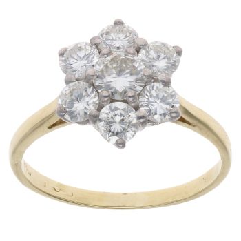 18ct Yellow Gold 1.35ct Brilliant Cut Diamond Cluster Ring