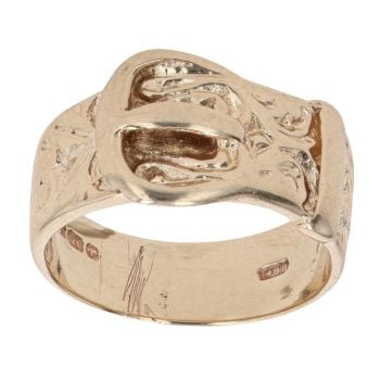 9ct Yellow Gold Patterned Buckle Ring