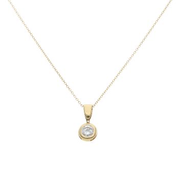 18ct Yellow Gold 0.50ct Brilliant Cut Diamond Solitaire Pendant and Chain 18"