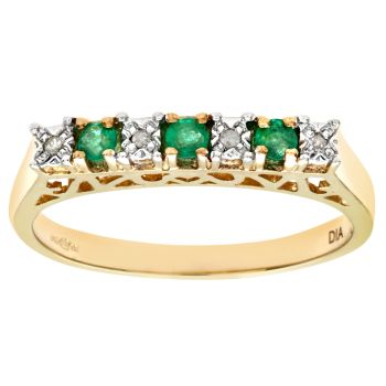 9ct Yellow Gold Emerald and Diamond Eternity Ring