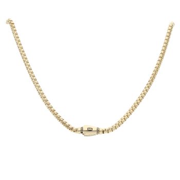 14ct Yellow Gold Monaco Cube Plain Lock Chain 20"