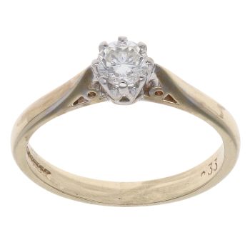 9ct Yellow Gold 0.33ct Brilliant Cut Diamond Solitaire Ring
