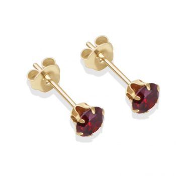 9ct yellow gold 4mm garnet CZ stud Earrings