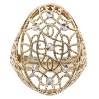 9ct Yellow and White Gold Patterned Fancy Ring