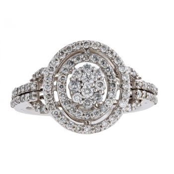 18ct White Gold 0.73ct Diamond Cluster Ring