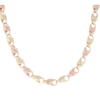 9ct Yellow And Rose Gold Patterned Tulip Chain 28"