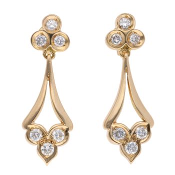18ct Yellow Gold 0.65ct Diamond Drop Earrings