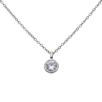 925 Sterling Silver Cubic Zirconia Solitaire Pendant And Chain 18"