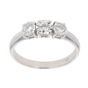 18ct White Gold 0.50ct Brilliant Cut Trilogy Diamond Ring
