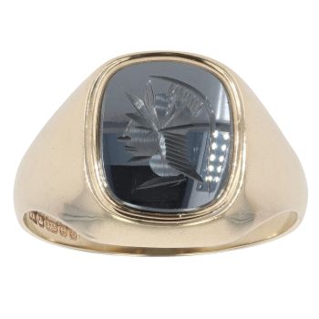 9ct Yellow Gold Hematite Centurian Signet Ring