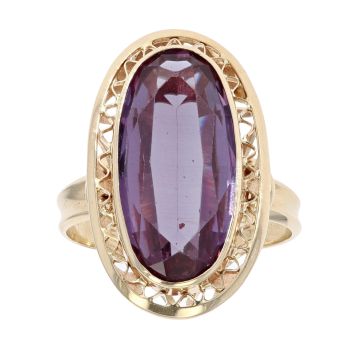 9ct Yellow Gold Created Sapphire Oval Ring