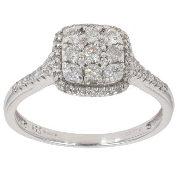 9ct White Gold 0.40ct Brilliant Cut Diamond Cluster Ring