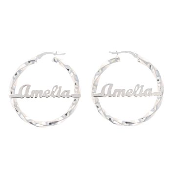 Silver Personalised Nameplate Creole Earrings