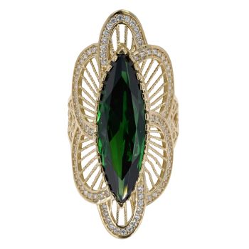 14ct Yellow Gold Green Gemstone Ring