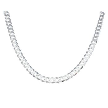 Silver Flat Curb Chain 24" By Icesia Gents