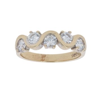 9ct Yellow Gold Five Stone Cubic Zirconia Ring