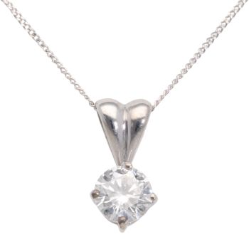 18ct White Gold 0.50ct Diamond Solitaire Pendant and Chain 18"