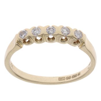9ct Yellow Gold 0.25ct Brilliant Cut Diamond Five Stone Ring