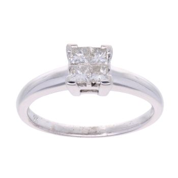9ct White Gold 0.30ct Diamond Princess Cluster Ring