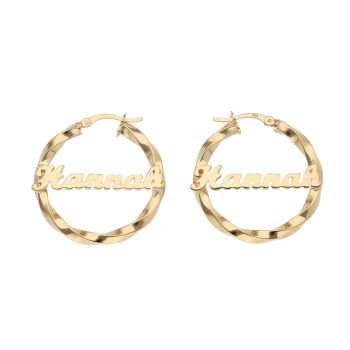 9ct Yellow Gold Personalised Nameplate Creole Earrings
