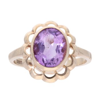 9ct Yellow Gold Amethyst Dress Ring