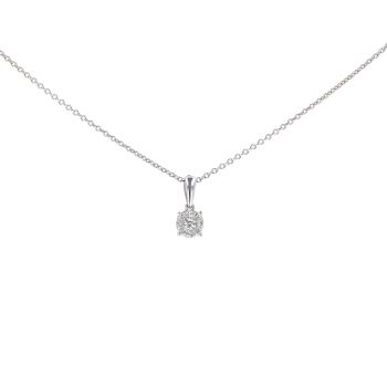 9ct White Gold Diamond Drop Pendant And 18" Chain by Anya Belle