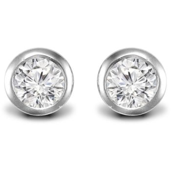 18 Carat White Gold 35pts Rubover Earrings