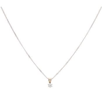 18ct Yellow And White Gold 0.20ct Brilliant Cut Diamond Solitaire Pendant And Chain 16"